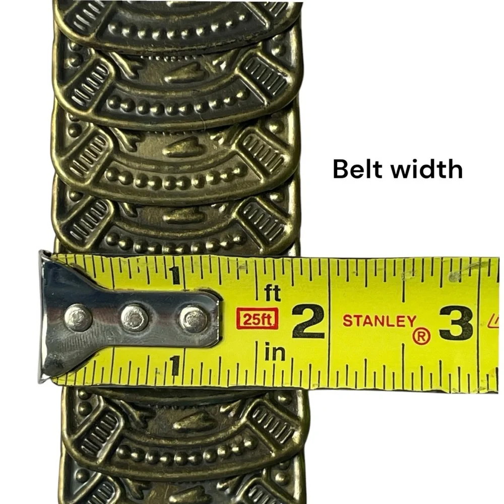 Unbranded Metal Embossed Bronze Colored Stretch Belt Ornate Medallion Style L